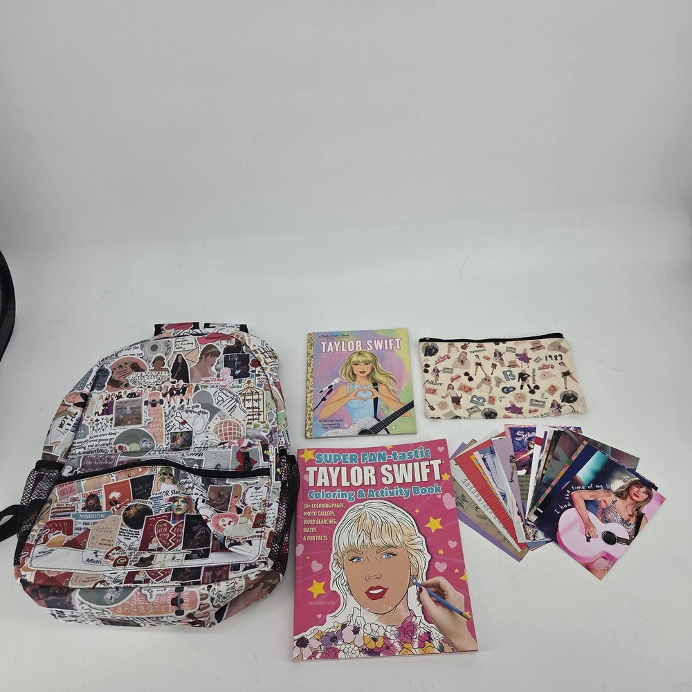 Taylor Swift Fan Bundle Backpack Pouch Little Golden Book Activity Book Cards